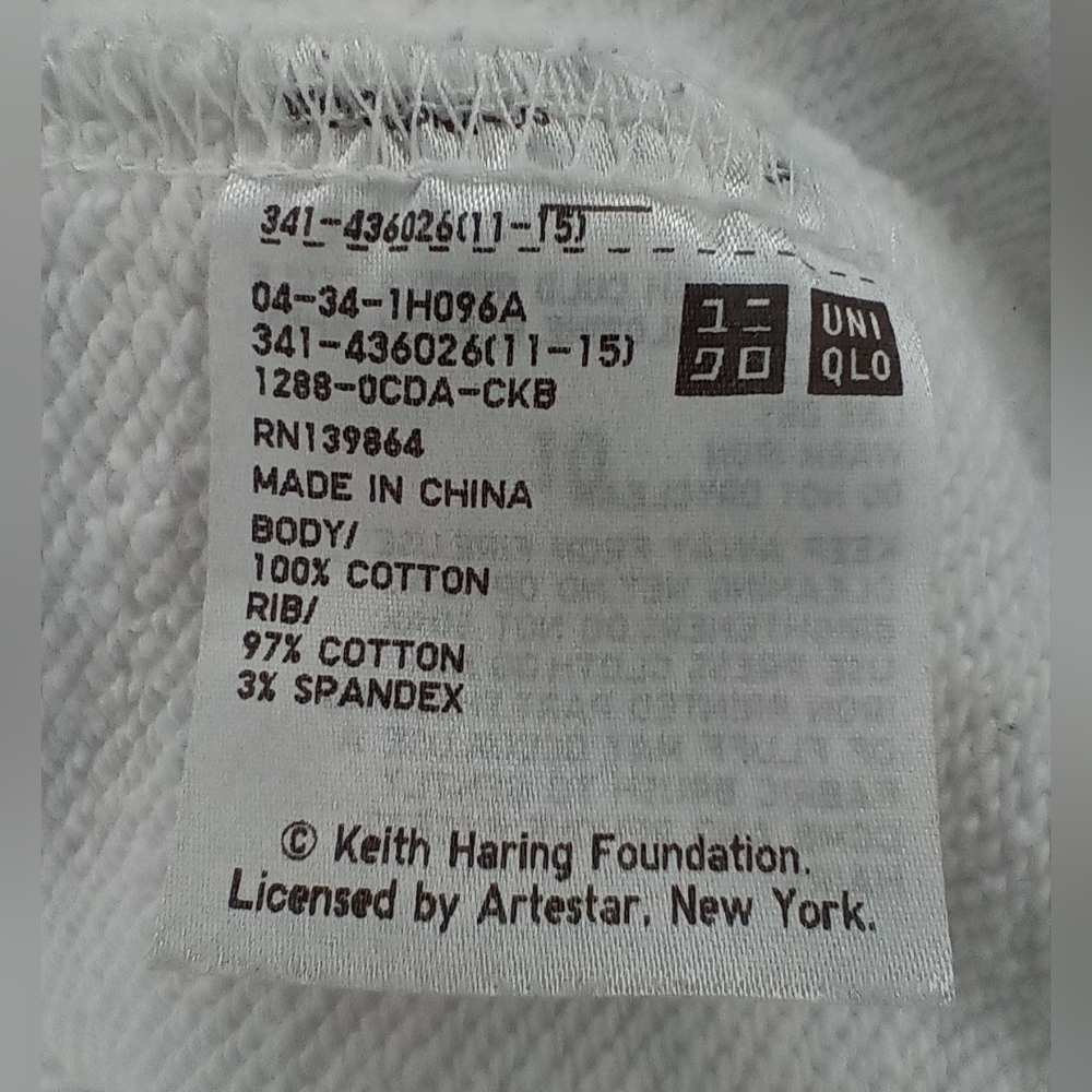 KEITH HARING X UNQLO Tokyo Pop Adult Small Art Hoodie Oversized Sweatshirt White - Picture 7 of 7